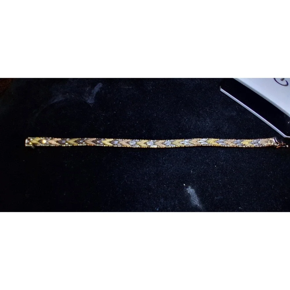 Vintage Tri Gold 925 Sterling Silver 7' Bracelet